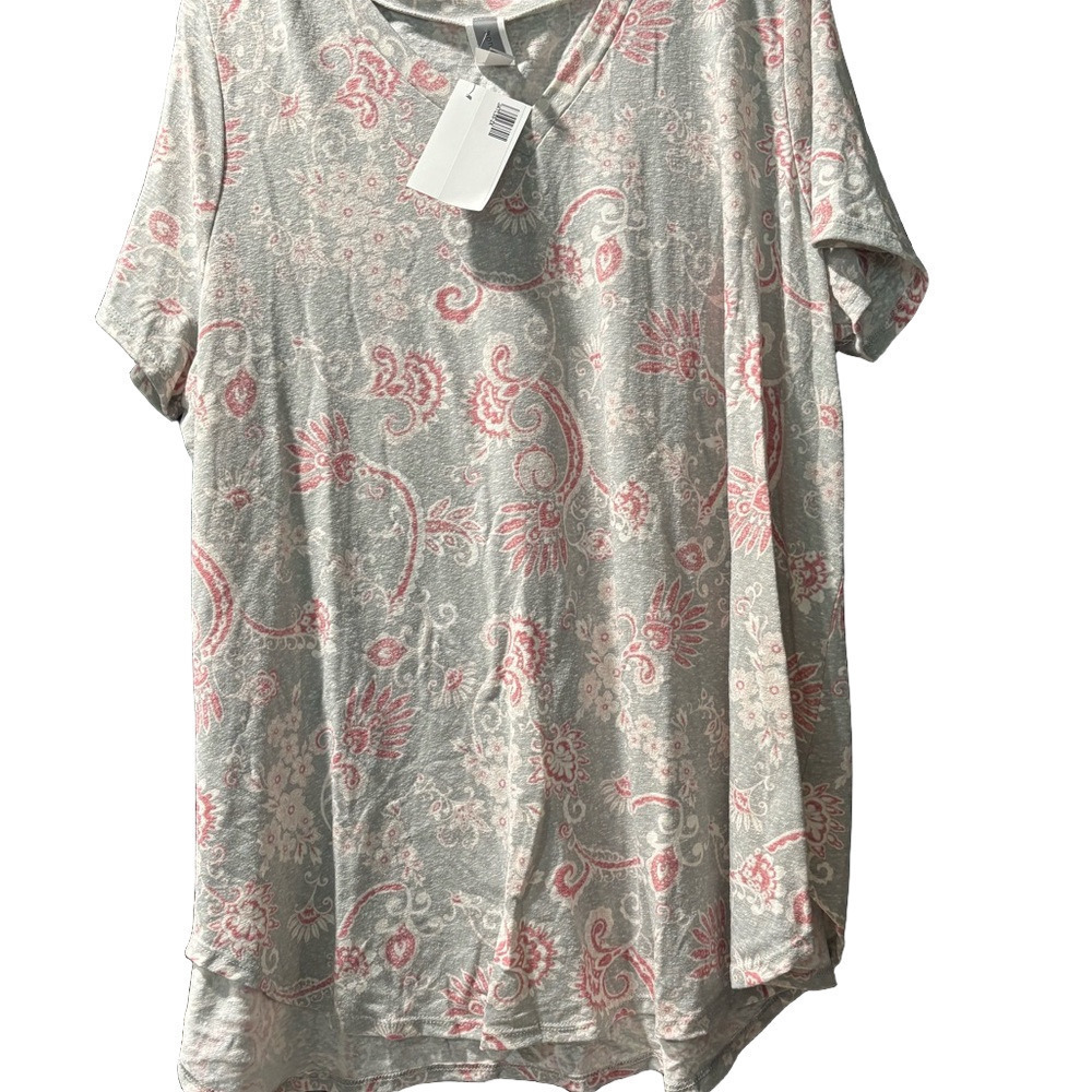 Honeyme Gray and Pink Short Sleeve Tee​